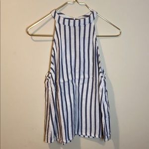 One Clothing Blue and white striped halter shirt